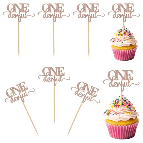 Kuchendekoration für den 1. Geburtstag, für Mädchen, Roségold, Glitzer, einzigartige Geburtstagsdekoration, Cupcake-Picks für Babyparty, erste Geburtstage, Mottopartys, 36 Stück Kuchendekoration für den 1. Geburtstag, für Mädchen, Roségold, Glitzer, einzigartige Geburtstagsdekoration, Cupcake-Picks für Babyparty, erste Geburtstage, Mottopartys, 36 Stück von CIATBYYJ