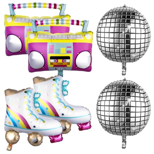Retro-Disco-Ballons, 6 Stück, 70er-, 80er-, 90er-Jahre-Ballons, Party-Dekorationen, Disco-Ballon für Geburtstag, Junggesellinnenabschied, Themen, Ballballon mit Aluminiumfolie, für Erwachsene und Retro-Disco-Ballons, 6 Stück, 70er-, 80er-, 90er-Jahre-Ballons, Party-Dekorationen, Disco-Ballon für Geburtstag, Junggesellinnenabschied, Themen, Ballballon mit Aluminiumfolie, für Erwachsene und von CIATBYYJ