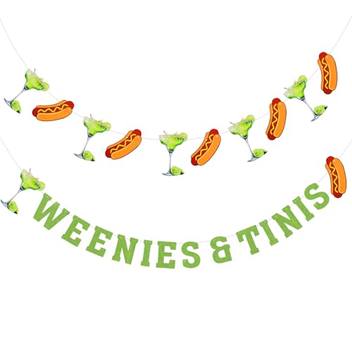 Weenies and Tinies Party-Banner Dekor, Hot Dog Martini Bar Party Dekorationen, Martini Themed Bachelorette Party Dekorationen Banner Supplies - Grün & Rot von CIATBYYJ