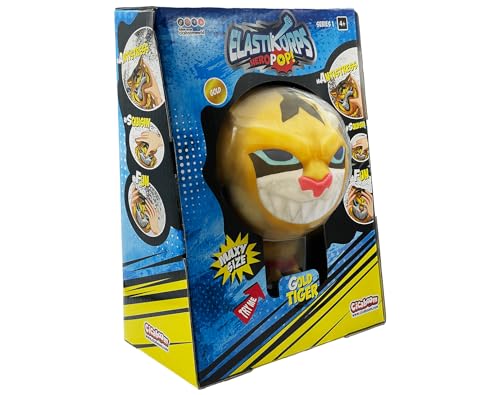 CICABOOM - Elastikorps HeroPOP Maxy Size (16 cm) - dehnbares elastisches Spielzeug - Geschenkidee für Kinder (Maxy Gold Tiger) von CICABOOM