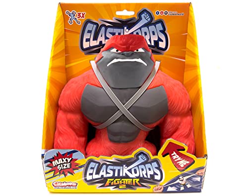 CICABOOM Maxy Elastikorps Fighter 2 – Maxy Rango – Gorilla rot und grau ausziehbar – 23 cm x 2 kg – Geschenkidee für Kinder – exklusiv von CICABOOM