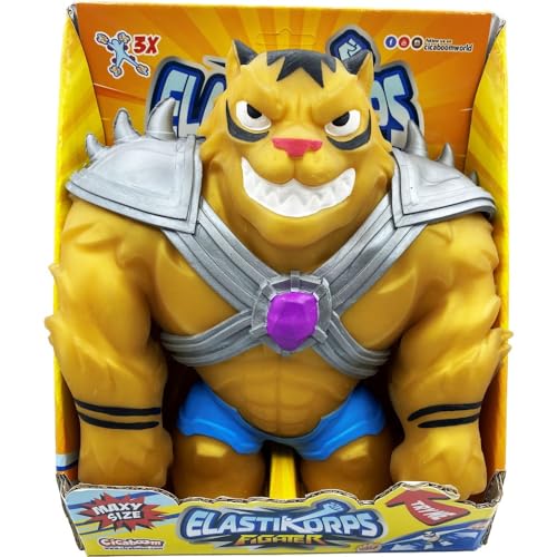 CICABOOM - Maxy Tiger Spielzeug ausziehbar (23 cm x 2 kg) - Elastikorps Fighter Extra Force - Geschenkidee für Kinder (Gold) von CICABOOM