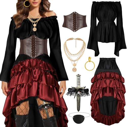 CICOCI Piratenkostüm für Damen, Renaissance-Korsett, Steampunk-Rock, Oberteil, Piraten-Zubehör, komplette Outfits CICOCI Piratenkostüm für Damen, Renaissance-Korsett, Steampunk-Rock, Oberteil, Piraten-Zubehör, komplette Outfits von CICOCI