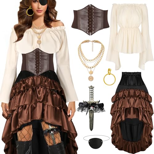 CICOCI Piratenkostüm für Damen, Renaissance-Korsett, Steampunk-Rock, Oberteil, Piraten-Zubehör, komplette Outfits CICOCI Piratenkostüm für Damen, Renaissance-Korsett, Steampunk-Rock, Oberteil, Piraten-Zubehör, komplette Outfits von CICOCI