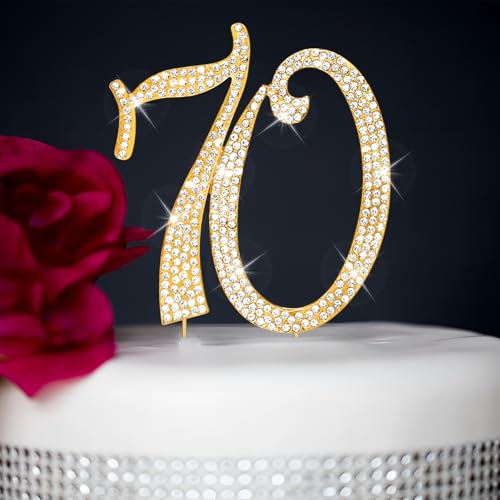 CIEHER Kuchendekoration zum 70. Geburtstag, Metall, Strasssteine, Premium-Kuchenaufsätze zum 70. Geburtstag, goldene Dekoration zum 70. Geburtstag CIEHER Kuchendekoration zum 70. Geburtstag, Metall, Strasssteine, Premium-Kuchenaufsätze zum 70. Geburtstag, goldene Dekoration zum 70. Geburtstag von CIEHER