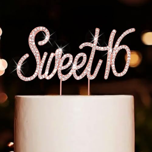 CIEHER Sweet 16 Tortenaufsatz, Metall, Strasssteine, 16. Geburtstag, Kuchendekoration "Happy 16th", Roségold, 16 Dekorationen CIEHER Sweet 16 Tortenaufsatz, Metall, Strasssteine, 16. Geburtstag, Kuchendekoration "Happy 16th", Roségold, 16 Dekorationen von CIEHER