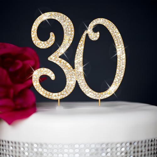 CIEHER Tortenaufsatz zum 30. Geburtstag, Metall, Strasssteine, Premium-Kuchenaufsätze zum 30. Geburtstag, goldene Dekoration für Frauen CIEHER Tortenaufsatz zum 30. Geburtstag, Metall, Strasssteine, Premium-Kuchenaufsätze zum 30. Geburtstag, goldene Dekoration für Frauen von CIEHER