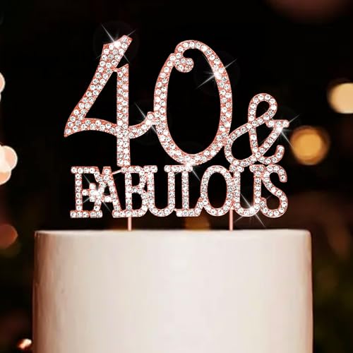 CIEHER Tortenaufsatz zum 40. Geburtstag, Metall, Strasssteine, Premium, 40. Geburtstag, Kuchendekoration, für Frauen CIEHER Tortenaufsatz zum 40. Geburtstag, Metall, Strasssteine, Premium, 40. Geburtstag, Kuchendekoration, für Frauen von CIEHER
