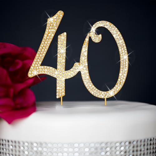 CIEHER Tortenaufsatz zum 40. Geburtstag, Metall, Strasssteine, Premium-Kuchenaufsätze zum 40. Geburtstag, für 40. Geburtstag, goldene Dekoration für Damen CIEHER Tortenaufsatz zum 40. Geburtstag, Metall, Strasssteine, Premium-Kuchenaufsätze zum 40. Geburtstag, für 40. Geburtstag, goldene Dekoration für Damen von CIEHER