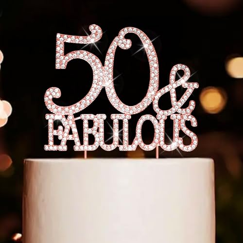 CIEHER Tortenaufsatz zum 50. Geburtstag, Metall, Strasssteine, Premium, 50. Geburtstag, Kuchendekoration, "Cheers to Happy 50th Birthday", Roségold, 50. Geburtstag, Dekoration für Frauen CIEHER Tortenaufsatz zum 50. Geburtstag, Metall, Strasssteine, Premium, 50. Geburtstag, Kuchendekoration, "Cheers to Happy 50th Birthday", Roségold, 50. Geburtstag, Dekoration für Frauen von CIEHER