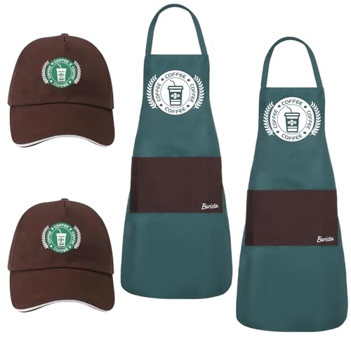 Barista-Kostüm-Set, grünes Barista-Paar-Kostüm, grüne Schürze und brauner Hut für Männer und Frauen, Halloween, ausgefallene Partyzubehör, Küche, Kochen Barista-Kostüm-Set, grünes Barista-Paar-Kostüm, grüne Schürze und brauner Hut für Männer und Frauen, Halloween, ausgefallene Partyzubehör, Küche, Kochen von CIEOVO