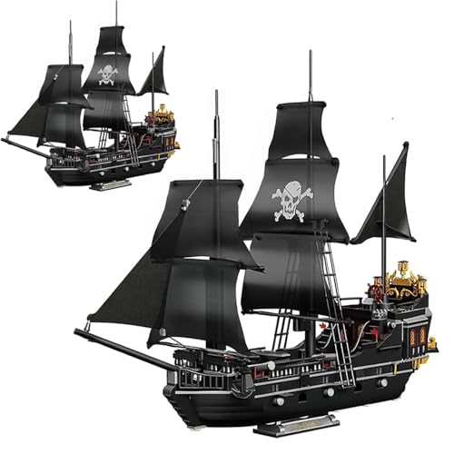 CIJINAY Technik Piratenschiff Bausteine, 1424 Klemmbausteine Black Sorcerer Modellschiff Bausatz, MOC Segelschiff Modellbausatz Pirate Ship Geschenke Spielzeug für Erwachsene KInder von CIJINAY