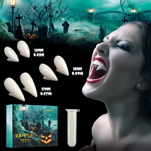 Vampir Zähne Halloween Vampir Kostüm Accessoires, VampirzäHne Erwachsene Kinder Fangs Vampire Teeth Halloween Party Cosplay Prop Geschenke, Vampirgebiss Halloween Deko Werwolf Zahnersatz 13-15-17mm Vampir Zähne Halloween Vampir Kostüm Accessoires, VampirzäHne Erwachsene Kinder Fangs Vampire Teeth Halloween Party Cosplay Prop Geschenke, Vampirgebiss Halloween Deko Werwolf Zahnersatz 13-15-17mm von CIKICY