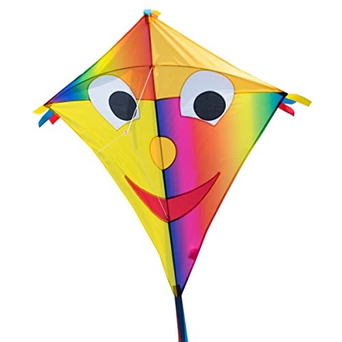 CIM Großer Kinder-Drachen - SUPER Drachen Happy Eddy Joker XL - Einleiner Flugdrachen für Kinder ab 6 Jahren - 90x98cm - inklusiv 80m Drachenschnur und Streifenschwänze von CIM
