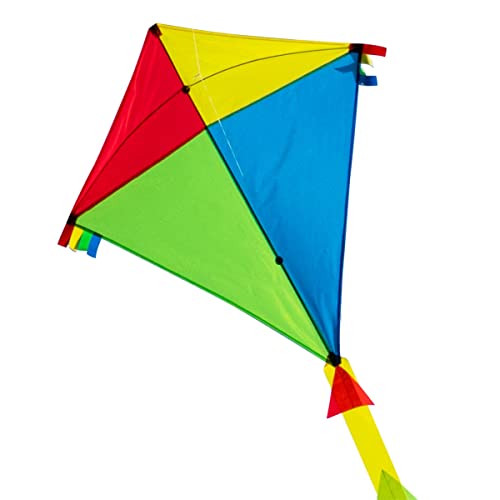 CIM Großer Kinder-Drachen - SUPER-Drachen Rainbow Eddy XL - Einleiner Flugdrachen für Kinder ab 6 Jahren - 90x98cm - inklusiv 80m Drachenschnur und Streifenschwänze von CIM