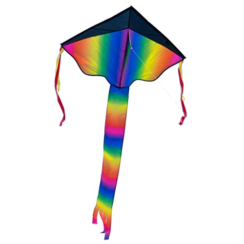 CIM Großer Kinder-Drachen - SUPER-Drachen Rainbow Flyer XL - Einleiner Flugdrachen für Kinder ab 6 Jahren - 106x210cm - inklusiv 80m Drachenschnur und Streifenschwänze von CIM