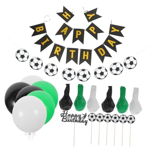 Fußball Geburtstagsdeko Satz Mit Luftballons Banner Cupcake-topper Für Party-dekoration Kinder von CIMAXIC
