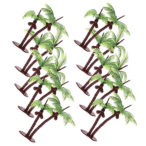 CIMAXIC 10 Stück Kunststoff-kokosnussbaum-Ornamente, Sandtisch, Miniatur-kokosnussbaum-Modell von CIMAXIC