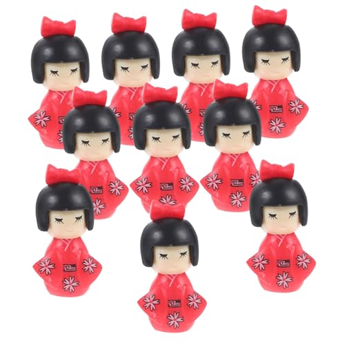 CIMAXIC 10Stücke Japanische Puppen Im Kimono Bezaubernde Desktop Dekoration Kunsthandwerk Für Dekorationen Langlebig Und Sicher Rotes Design von CIMAXIC