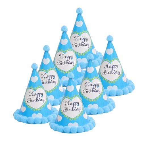 CIMAXIC 12St Kappen Kuchengeburtstagsfeierhüte Partyhüte für Kinder Kuchen Hut Kegelhüte für Geburtstagsfeiern Perlmutt Kegel Hut Combo-Platte Geburtstagshut Baby Bommel von CIMAXIC
