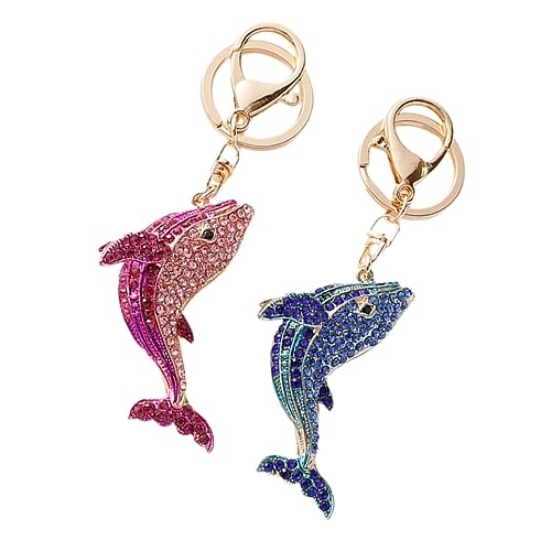 CIMAXIC 2 Stück Delphin-Schlüsselanhänger zum Aufhängen Bling Schlüssel Zubehör tierische bescherung schlüsselanhänger tier Autodeko charms anhänger Dekorative Schlüsselanhänger Legierung von CIMAXIC