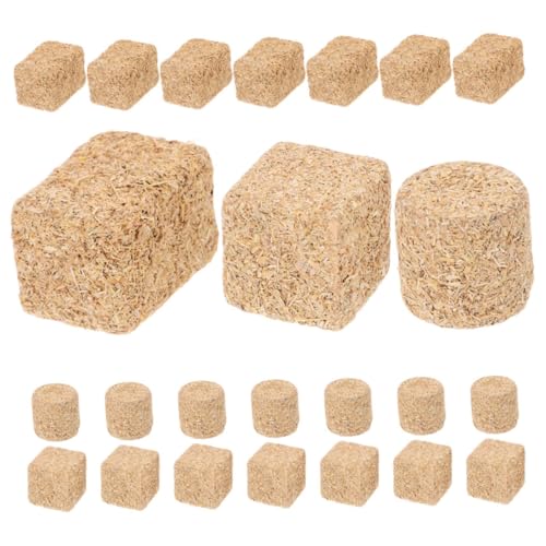 CIMAXIC 24 Stück Mini-heuhaufen-Modell Strohballen Zur Dekoration Kleine Heudekoration Kleine Heuballen Miniatur-heuhaufen Mini-strohballen Miniatur-heu-stütze Strohfigur Holz Light Brown von CIMAXIC