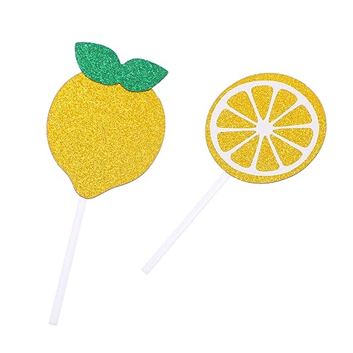 CIMAXIC 24Stücke Zitronen Kuchen Dekoration Glitzer Cupcake Topper Für Zitronen Themenparty Für Geburtstagsfeiern Und Babypartys Langlebig Verwenden von CIMAXIC