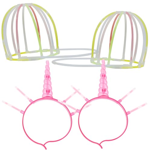 CIMAXIC 4 Sets Leuchtstäbe Und Zubehör Zur Hutherstellung Neon Halsketten Für Leuchtpartys Flache Perlen Zur Schmuckherstellung Neon Visier Rave Leuchtzubehör Neon Party von CIMAXIC