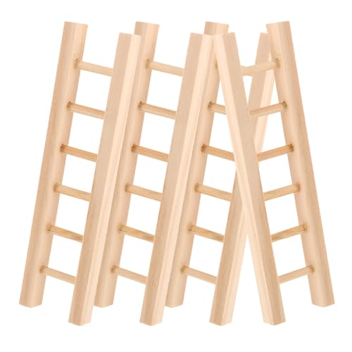 CIMAXIC 4 Stück Mini-Trittleitern aus Holz, Miniatur-Puppenhaus-Möbelleitern, DIY-Bastelzubehör für Landschafts-Puppenhaus-Szenendekoration, Beige CIMAXIC 4 Stück Mini-Trittleitern aus Holz, Miniatur-Puppenhaus-Möbelleitern, DIY-Bastelzubehör für Landschafts-Puppenhaus-Szenendekoration, Beige von CIMAXIC