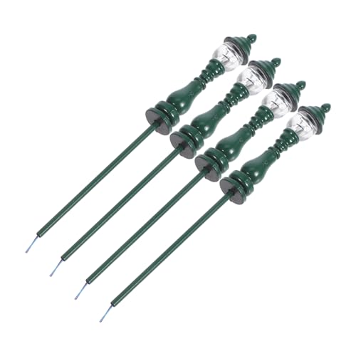 CIMAXIC 4 Stück Modell Gartenleuchte Mini-straßenlaterne Solar-pfostenleuchte Terrassenleuchten Miniatur-puppenhauszubehör Miniaturhauszubehör Lampenmodell Green Edelstahl Plus Abs von CIMAXIC