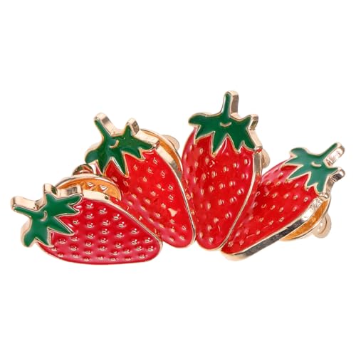 CIMAXIC 4 Stück Obstbrosche Erdbeer Kleidernadeln Erdbeeren Süße Anstecknadeln Sommer Anstecker Anstecknadel Obst Anstecker Anstecknadel Cartoon Brosche Taschendekor von CIMAXIC