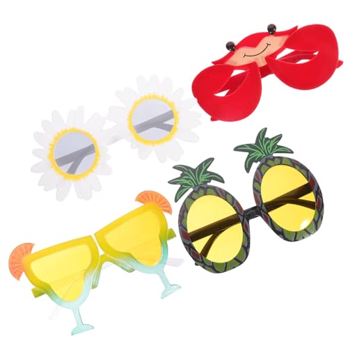 CIMAXIC 4 Stück Partybrille Kostümbrille Ananas-Sonnenbrille Plastikgläser hawaiianische Sonnenbrille Sonnenbrillen-Gastgeschenke Strand dekorativer Spiegel bilden Bankett von CIMAXIC