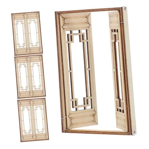 CIMAXIC 4 Stück Puppenhaus-Miniatur-holzfenster, Mini-fensterrahmen, Modell Aus Holz, Vintage-Fenster Für Puppenhaus-möbelzubehör, Beige 1 CIMAXIC 4 Stück Puppenhaus-Miniatur-holzfenster, Mini-fensterrahmen, Modell Aus Holz, Vintage-Fenster Für Puppenhaus-möbelzubehör, Beige 1 von CIMAXIC
