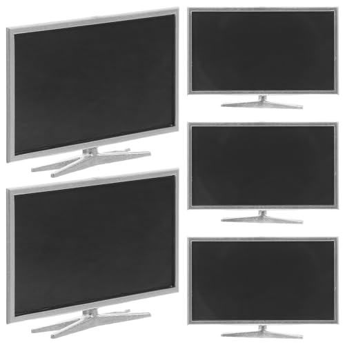 CIMAXIC 5-teiliger Miniatur-LCD-Fernseher für Puppenhäuser: Realistisches Mini-Bildschirmmodell für Szenenlayout und Landschaftsgestaltung – Kleines Zubehör für Rollenspiele im Fernsehen von CIMAXIC