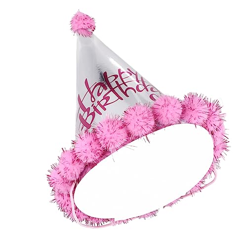 CIMAXIC 5St Partykegelhüte Geburtstagshut aus Papier Partykegelhut Babykleidung Kleider Bommelmütze Geburtstagskappe bilden Partyhut Glitzerpapier konische Kappe Kind Rosa von CIMAXIC