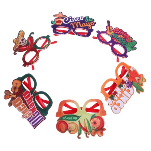 CIMAXIC 6st Partybrille Papiergläser Fotoautomaten-requisiten Sombrero-brillengestell Cinco De Mayo-brille Fiesta-partyzubehör Fiesta-party-brille Karneval-brille Plastik Mexiko Karikatur von CIMAXIC