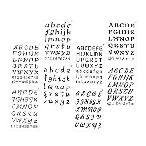 CIMAXIC 8 Stück Malvorlage Schablonen Für Die Kartenherstellung Kleine Buchstabenschablonen Große Schablonen Alphabetschablonen Buchstabenschablonen des Alphabets Zahlen Pet0.25mm von CIMAXIC