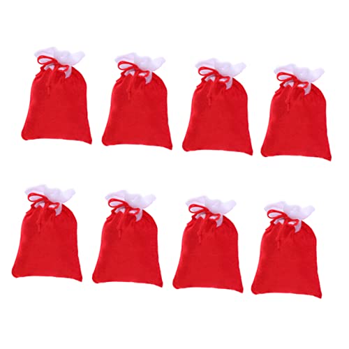 CIMAXIC 8 Stück Weihnachts-Plüsch- tasche Kordelstring Beutetaschen Partytaschen Beutel Zu christmas present bags weihnachtliche geschenktüten weihnachtsbaum Hängedekoration rot von CIMAXIC