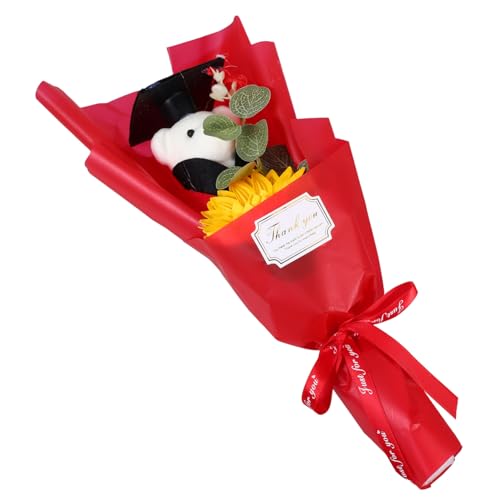 CIMAXIC Abschlussfeier Blumenstrauß mit Plüschbär und Kappe Niedliches Künstliches Sonnenblumen Arrangement für Absolventen der Klasse für Graduierung CIMAXIC Abschlussfeier Blumenstrauß mit Plüschbär und Kappe Niedliches Künstliches Sonnenblumen Arrangement für Absolventen der Klasse für Graduierung von CIMAXIC