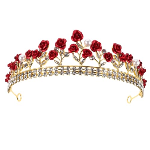 CIMAXIC Braut-Stirnband: Blumenkrone mit roten Rosen und Strasssteinen – Haarschmuck aus Legierung für Brautbälle und Themenpartys CIMAXIC Braut-Stirnband: Blumenkrone mit roten Rosen und Strasssteinen – Haarschmuck aus Legierung für Brautbälle und Themenpartys von CIMAXIC