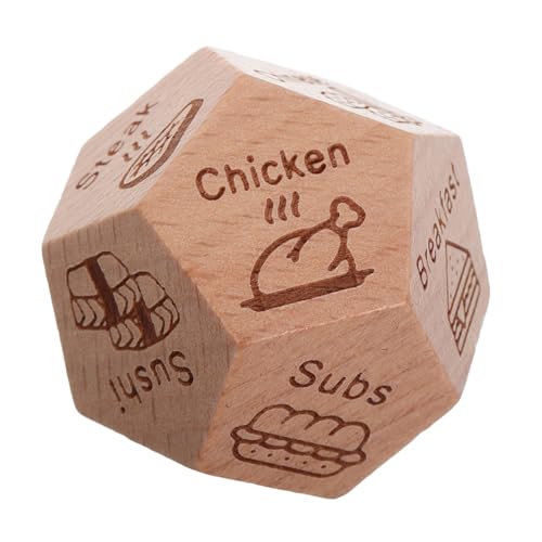 CIMAXIC Essensentscheidungswürfel Lebensmittelentscheider Lustige Essenswürfel Lustige Würfel Jubiläums-essenswürfel Spielwürfel Requisiten Fast-Food-würfel Light Brown Buchsbaum von CIMAXIC