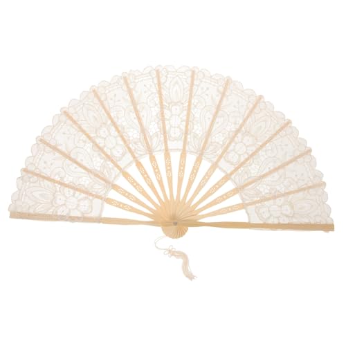 CIMAXIC Faltbarer Chinesischer Handfächer mit Spitzenbesatz und Tassel Eleganter Vintage Fächer Dekorativ und Robust Geeignet als Tanz und Fotografie Requisite für Sommer und Party von CIMAXIC