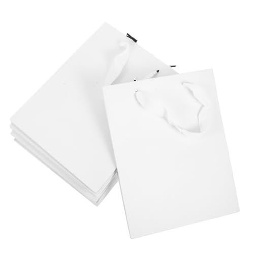 CIMAXIC Wiederverwendbares Papier-Tragetaschen-Set 10 Stück weiße Bonbontüten mit Griffen für Partygeschenke Papier-Einkaufstaschen von CIMAXIC