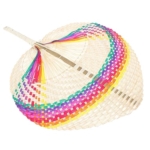 CIMAXIC Handgewebter Bambusfächer Leichter Bunter Chinesischer Vintage Handfächer Dekorativ und Praktisch für Sommer Party Wanddeko Geeignet für Erwachsene von CIMAXIC