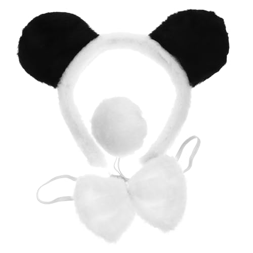 CIMAXIC Panda Cosplay Requisiten Stirnband Mit Ohren Fliege Für Halloween Bühnenaufführungen Und Kostümpartys Niedliches Tier Accessoire von CIMAXIC