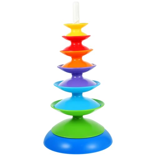 CIMAXIC Regenbogenrad Stapelturm Ringe Stapelspielzeug Bunter Stapelring Kreis Stapelspielzeug Zum Stapeln Von Ringen Stapelring Aus Kunststoff Colorful Plastik von CIMAXIC