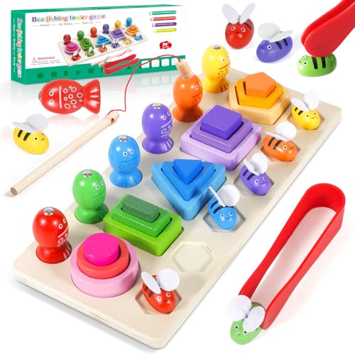 Cirulli Montessori Magnetspielzeug für Kinder ab 3 Jahre-Bienenfangspiel Holz,Angelspiel mit Magnet fischen,Fördert Feinmotorik,Kreativität,Ideales Spielzeug & Geschenk,Inkl Lernturm & Angelruten Cirulli Montessori Magnetspielzeug für Kinder ab 3 Jahre-Bienenfangspiel Holz,Angelspiel mit Magnet fischen,Fördert Feinmotorik,Kreativität,Ideales Spielzeug & Geschenk,Inkl Lernturm & Angelruten von CIRULLI