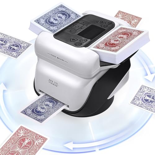 CISSIYOG Automatischer Kartenmischer und Kartengeber 2-in-1, Karten Mischautomat die Sich um 360 Grad Drehen Lässt für 1-8 Spieler, Kartenmischgerät für UNO, Blackjack, Texas Hold'em von CISSIYOG