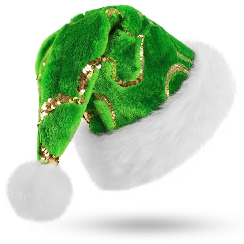 CITÉTOILE Weihnachtsmütze Erwachsene Grün,Nikolausmütze mit Goldener Herzmuster,Plüsch Weihnachtsmütze für Herren und Damen,Santa Clause Mütze für Weihnachtsfeier,Neujahr,Feiertage,Partyzubehör CITÉTOILE Weihnachtsmütze Erwachsene Grün,Nikolausmütze mit Goldener Herzmuster,Plüsch Weihnachtsmütze für Herren und Damen,Santa Clause Mütze für Weihnachtsfeier,Neujahr,Feiertage,Partyzubehör von CITÉTOILE