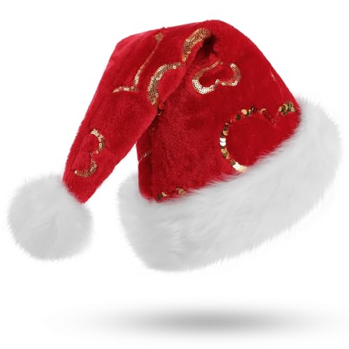 CITÉTOILE Weihnachtsmütze Erwachsene Rot,Nikolausmütze mit Goldener Herzmuster,Plüsch Weihnachtsmütze für Herren und Damen,Santa Clause Mütze für Weihnachtsfeier,Neujahr,Feiertage,Partyzubehör CITÉTOILE Weihnachtsmütze Erwachsene Rot,Nikolausmütze mit Goldener Herzmuster,Plüsch Weihnachtsmütze für Herren und Damen,Santa Clause Mütze für Weihnachtsfeier,Neujahr,Feiertage,Partyzubehör von CITÉTOILE